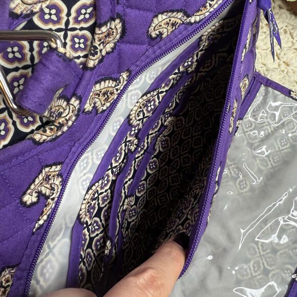 VERA BRADLEY Women's Hanging Makeup Toiletry Bag Purple Paisley Floral Travel - Picture 8 of 12